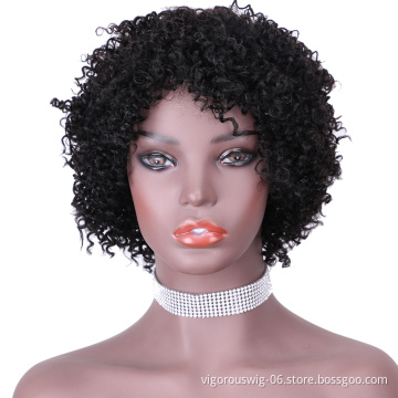Short bob afro curly wholesale inch pixie cut wave black cheap glueless brazilian real human hair wigs black women
